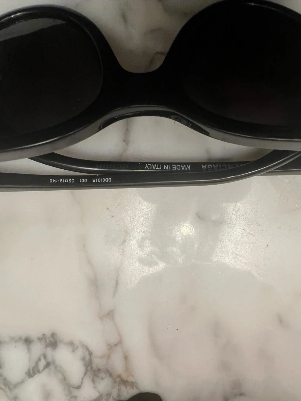 Balenciaga Black Cat-Eye Sunglasses with Embossed Case